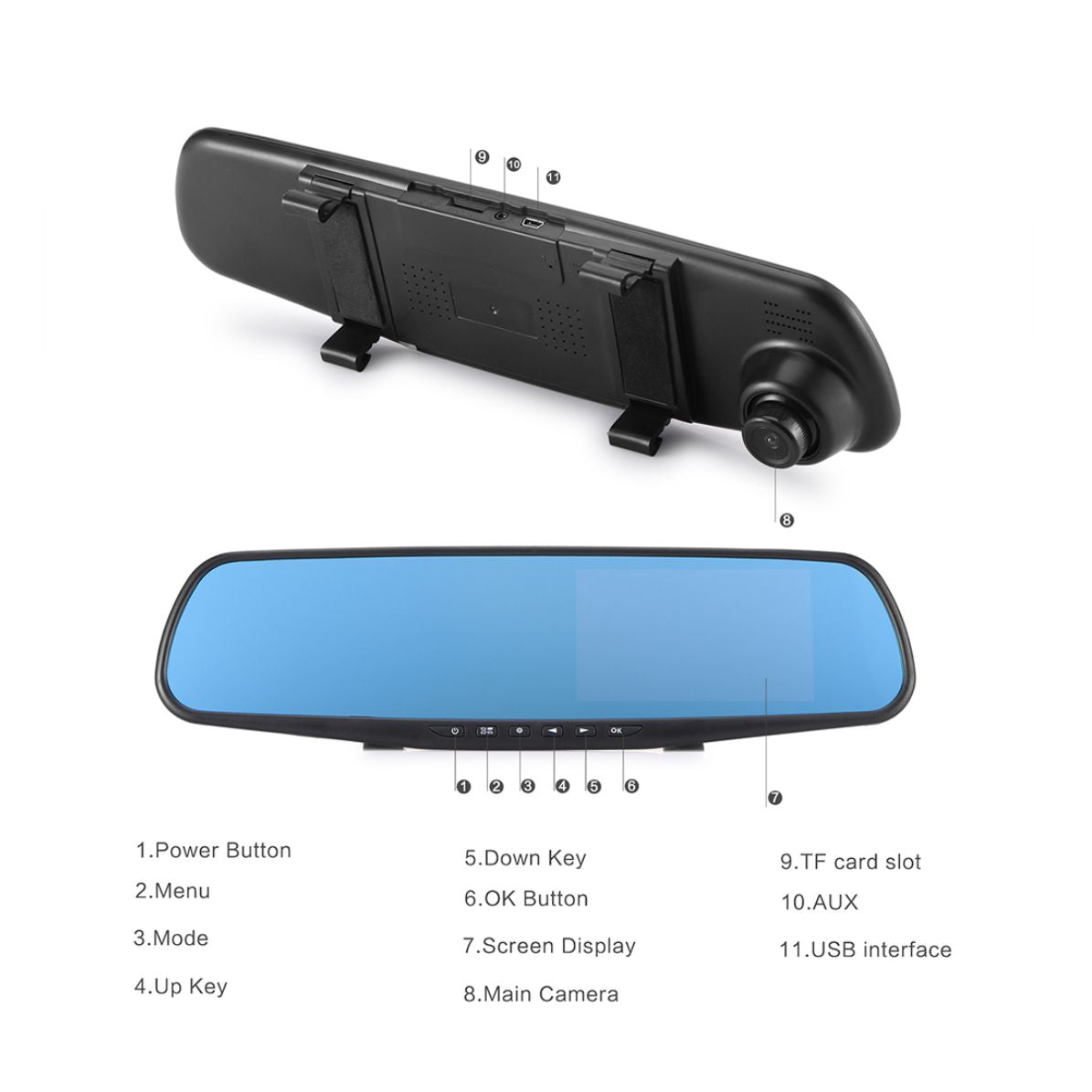 Retrovisor con Doble Cámara de Reversa y Grabadora Digital de Vídeo (DVR)